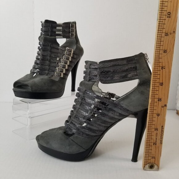 Calvin Klein Danica Platform Stiletto Heels Pumps Grey Suede Date Night Sz 9.5 - Picture 3 of 16